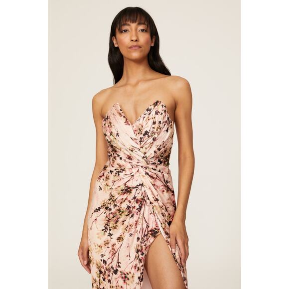 KATIE MAY Pink Floral Strapless Sleeveless Come On Home Midi Dress Size 0 - Picture 4 of 15